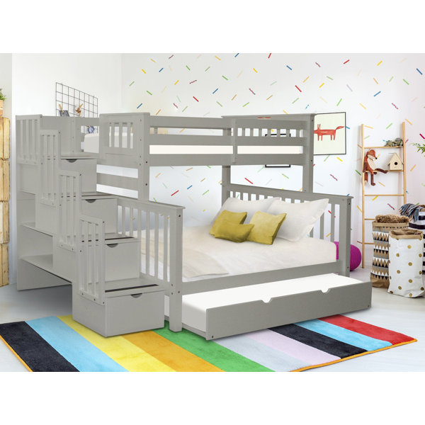 Harriet Bee Tena Twin Over Full 4 Drawer Solid Wood Standard Bunk Beds